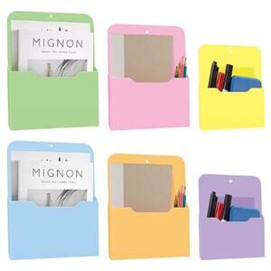 6 Pcs Magnetic Wall File Organizer and White Board Pocket- Mixed Sizes & Colors